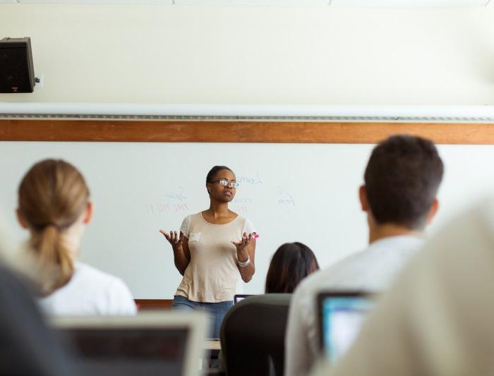 A professor is giving a lecture